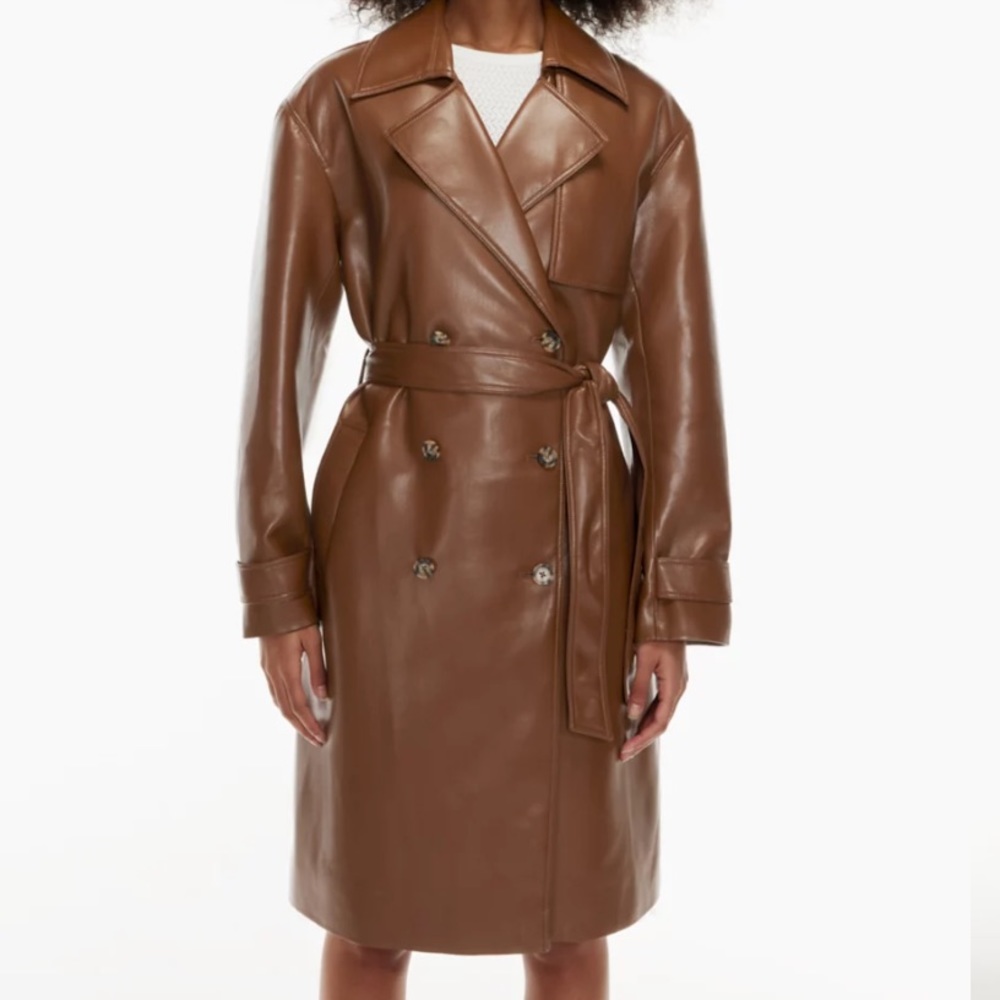 Aritzia Babaton faux Leather Trench Coat - small